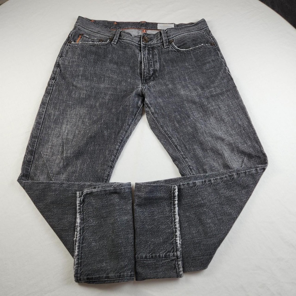 Hugo Boss Womens Black Denim Jeans Regular Fit Size 36x32 Faded Wash